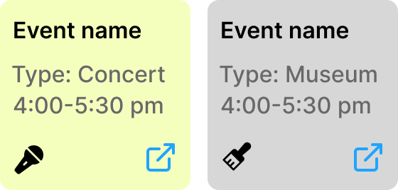 Calendar event card, version 1